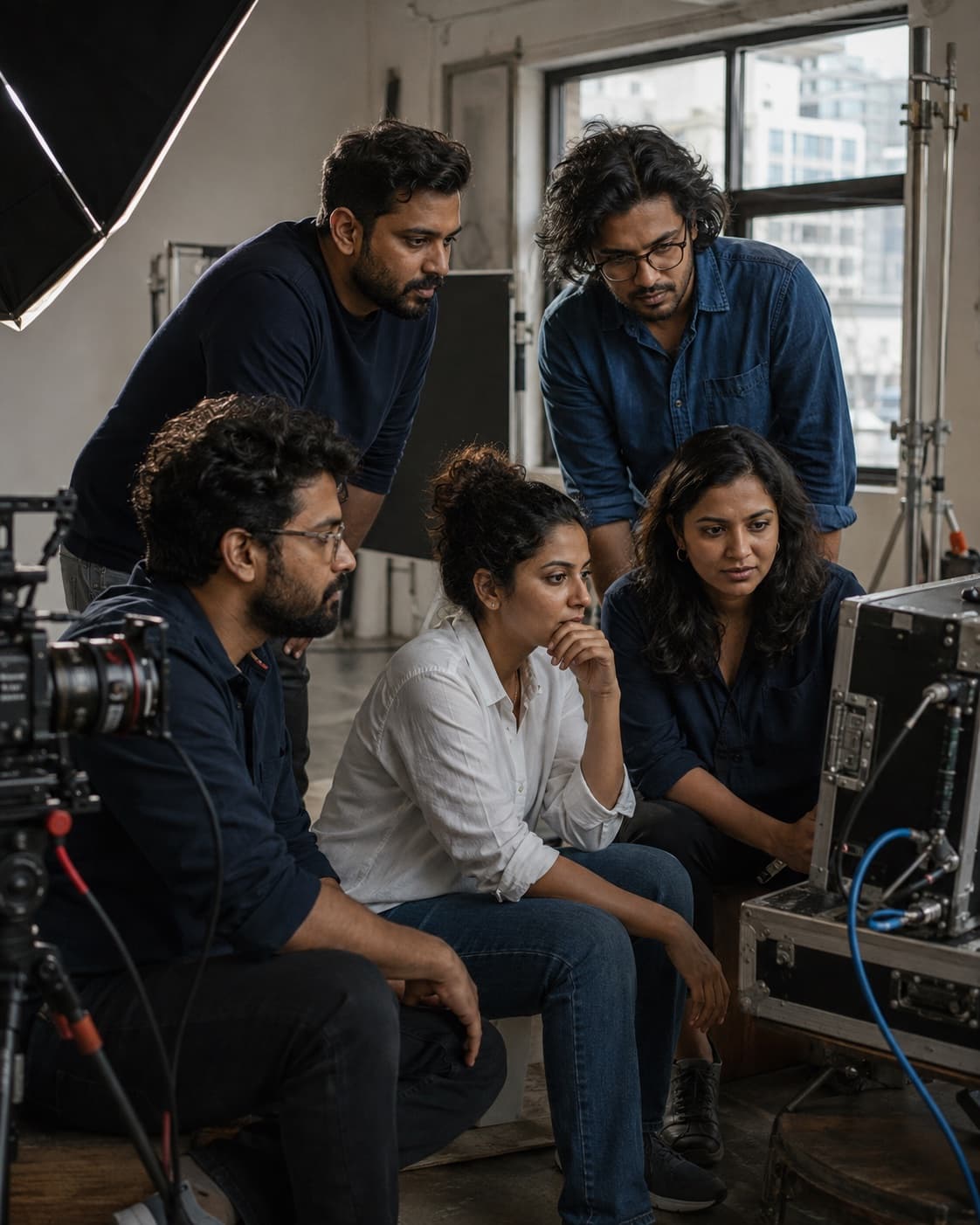 PUSHWebb team reviewing footage in the studio