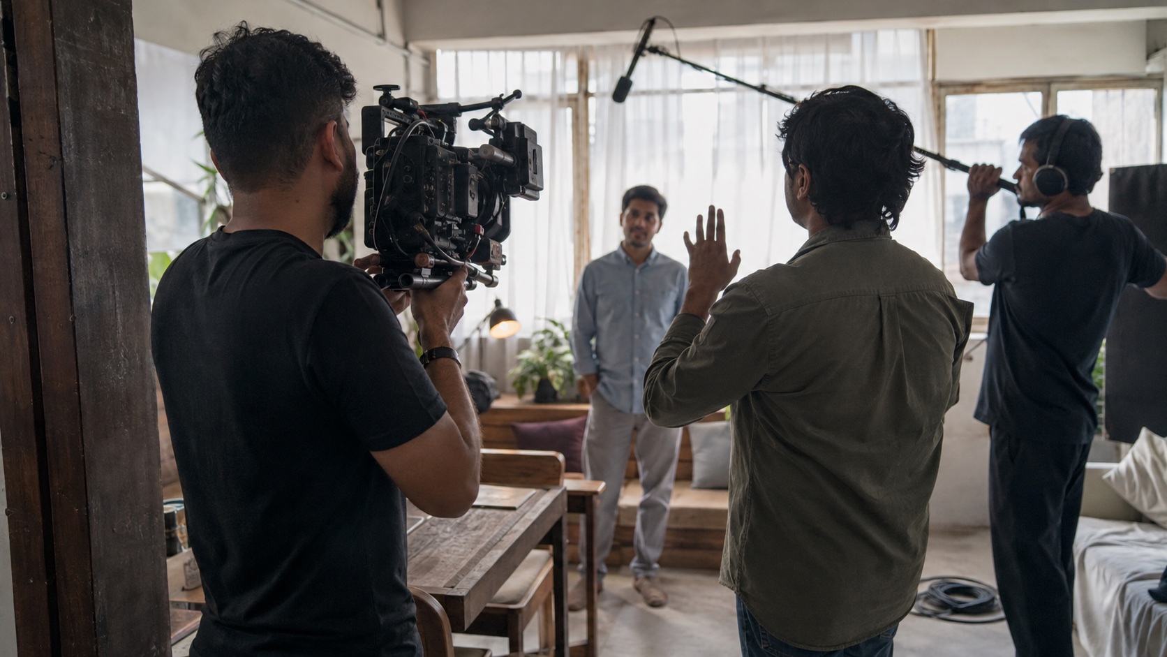 PUSHWebb video production crew filming on set